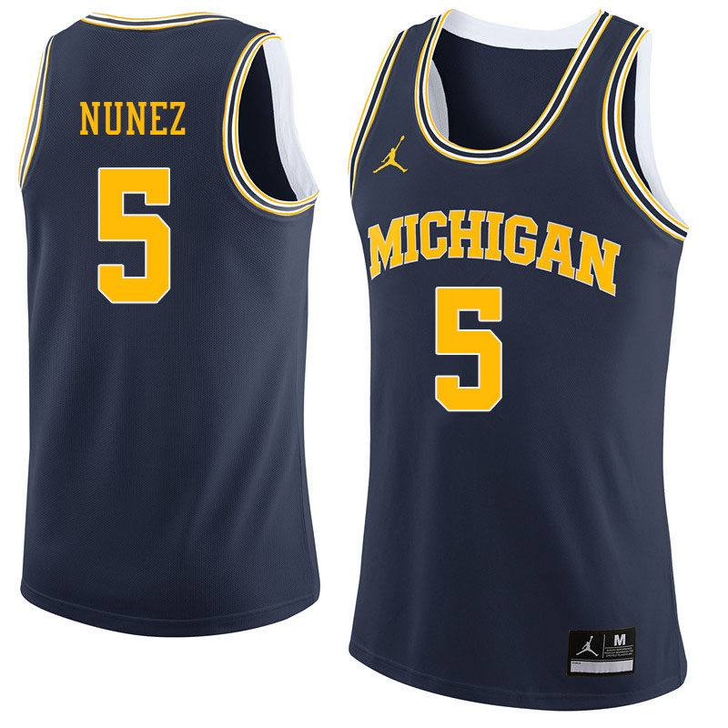 Jordan Brand Men #5 Adrien Nunez Michigan Wolverines College Basketball Jerseys Sale-Navy - Click Image to Close